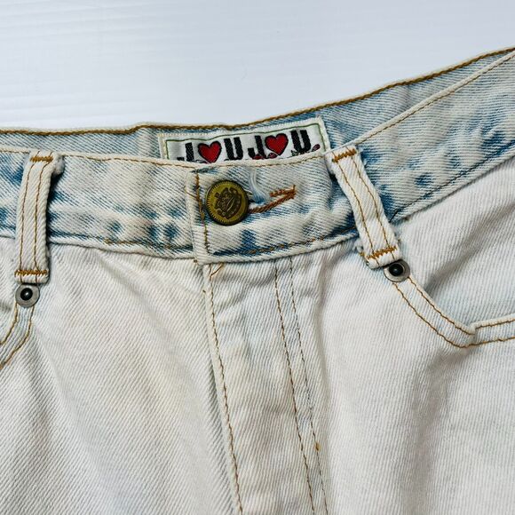 Jou Jou Vintage Shorts Tapered Light Wash 100% Cotton High Rise Patched Size 9 - Picture 5 of 13
